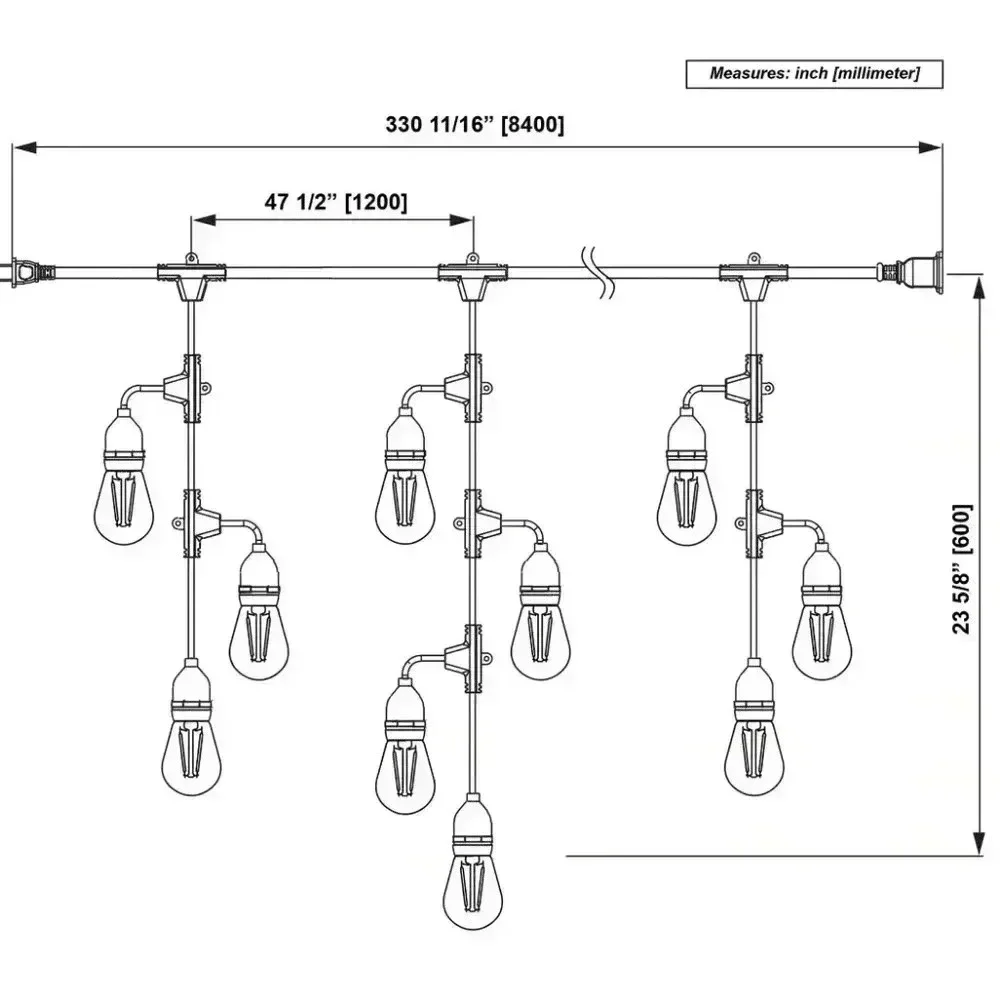 Feit Electric 12ft LED Outdoor Fence String Lights, 10 Sockets, 12pc. E26 Base